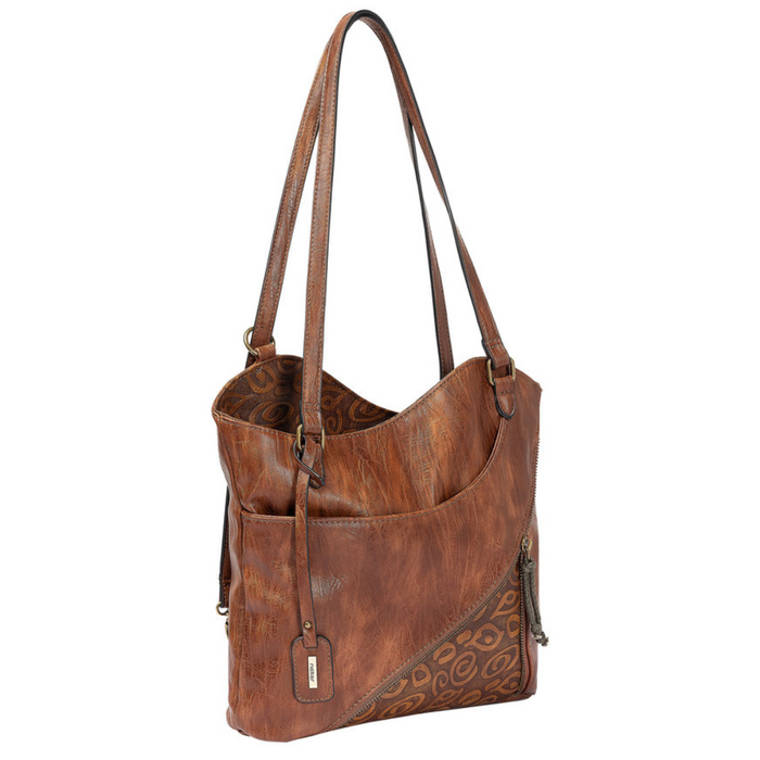 Коричнева сумка через плече з підвіскою Rieker