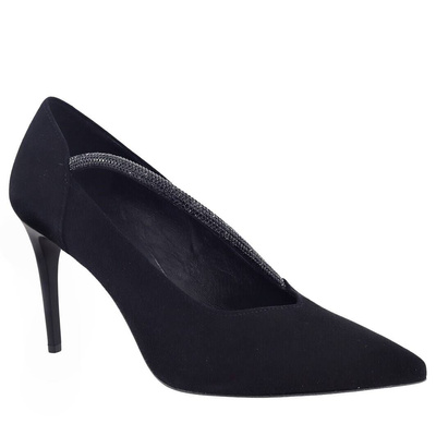 Елегантні чорні оксамитові туфлі Kaniowski на високих підборах 