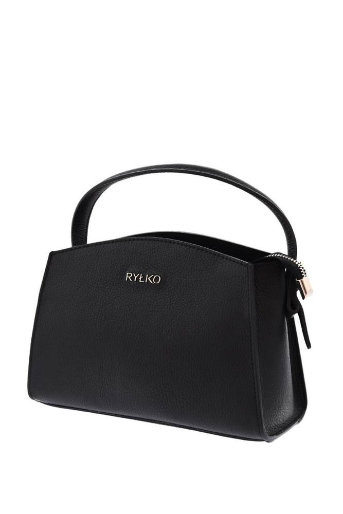 Маленька чорна шкіряна сумка з клапаном і ланцюжком 