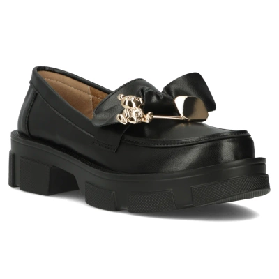 Чорні шкіряні туфлі із золотою шпилькою Filippo