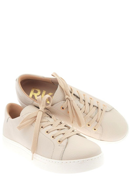 Sneakersy damskie skórzame sznurowane w kolorze kremowym