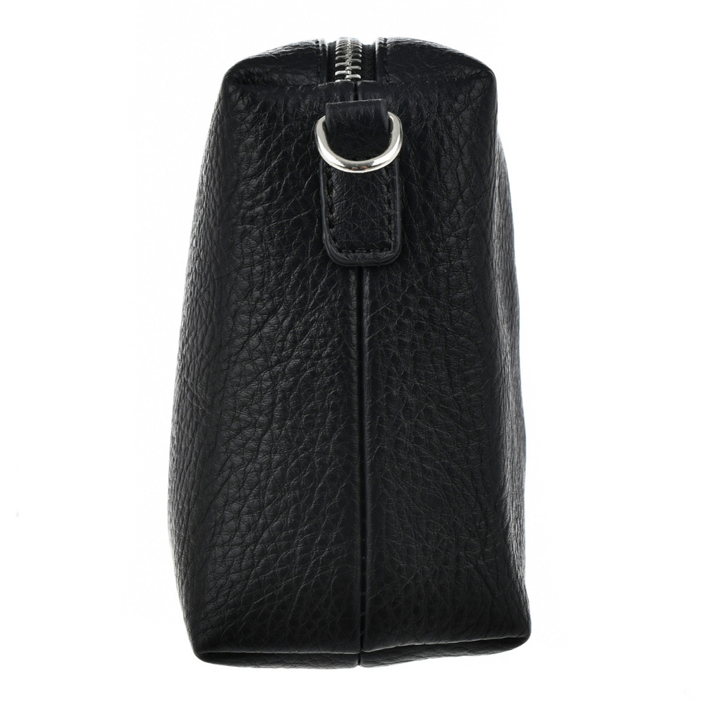 Маленька чорна сумка-почтальон з декоративним широким ремінцем Big Star