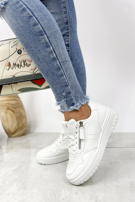 Buty sportowe damskie białe sznurowane na platformie