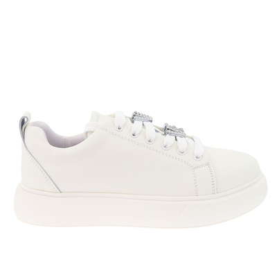 Sneakersy skórzane białe na platformie Vinceza