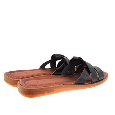 Klapki skórzane czarne z szerokimi paskami Potocki