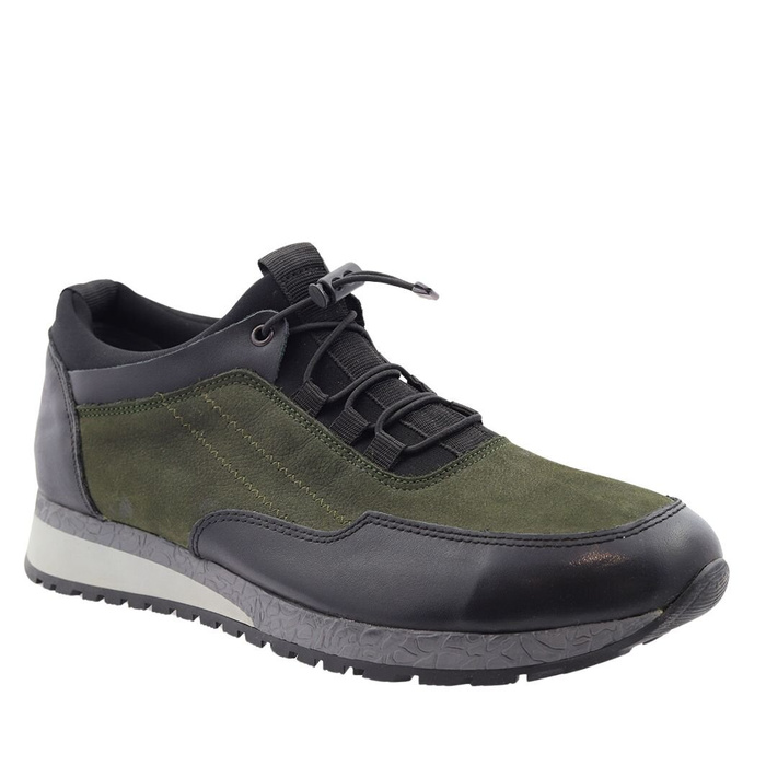 Męskie półbuty sportowe sznurowane w kolorze khaki