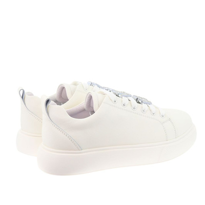 Sneakersy skórzane białe na platformie Vinceza