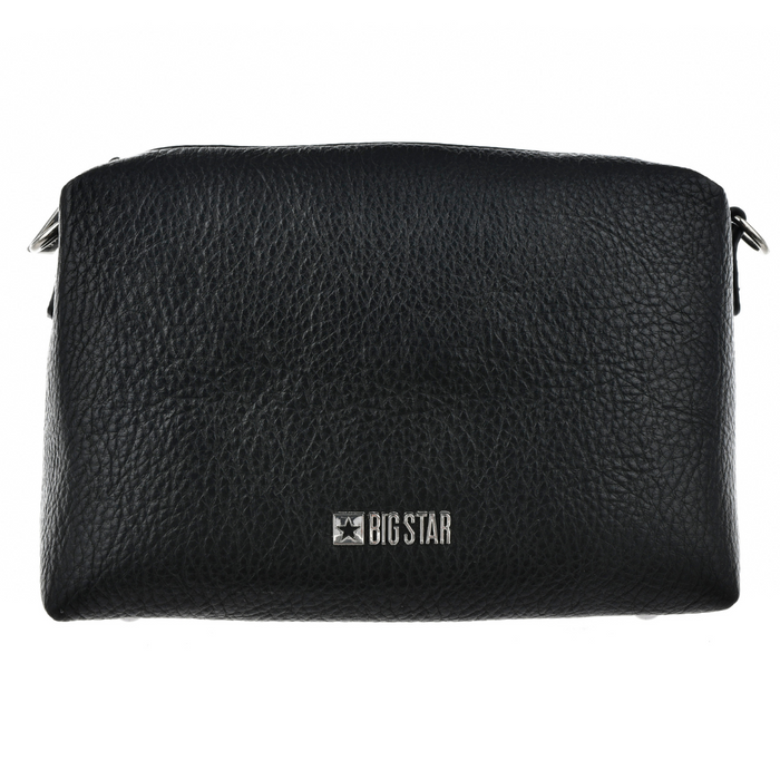 Маленька чорна сумка-почтальон з декоративним широким ремінцем Big Star