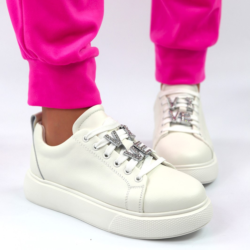 Sneakersy skórzane białe na platformie Vinceza