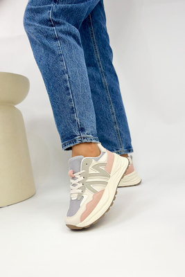 Sneakersy biało różowe na platformie