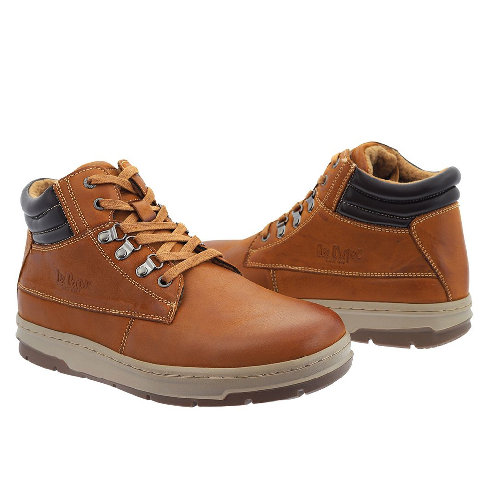 Trzewiki zimowe skórzane męskie ocieplane za kostkę Lee Cooper