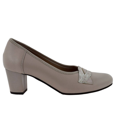 Бежеві шкіряні жіночі туфлі Galant на високих підборах