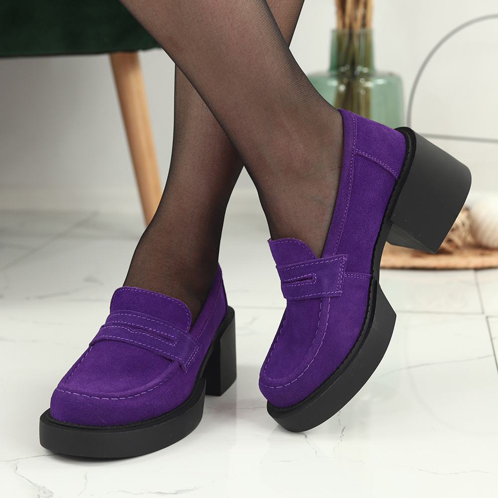 Фіолетові шкіряні туфлі Filippo на високому каблуці