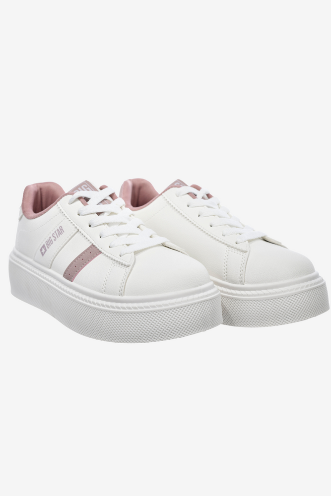 Białe sneakersy sznurowane na grubej platformie z ekoskóry Big Star