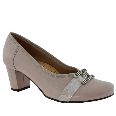 Модні шкіряні човники на високих підборах бежевого кольору Galant