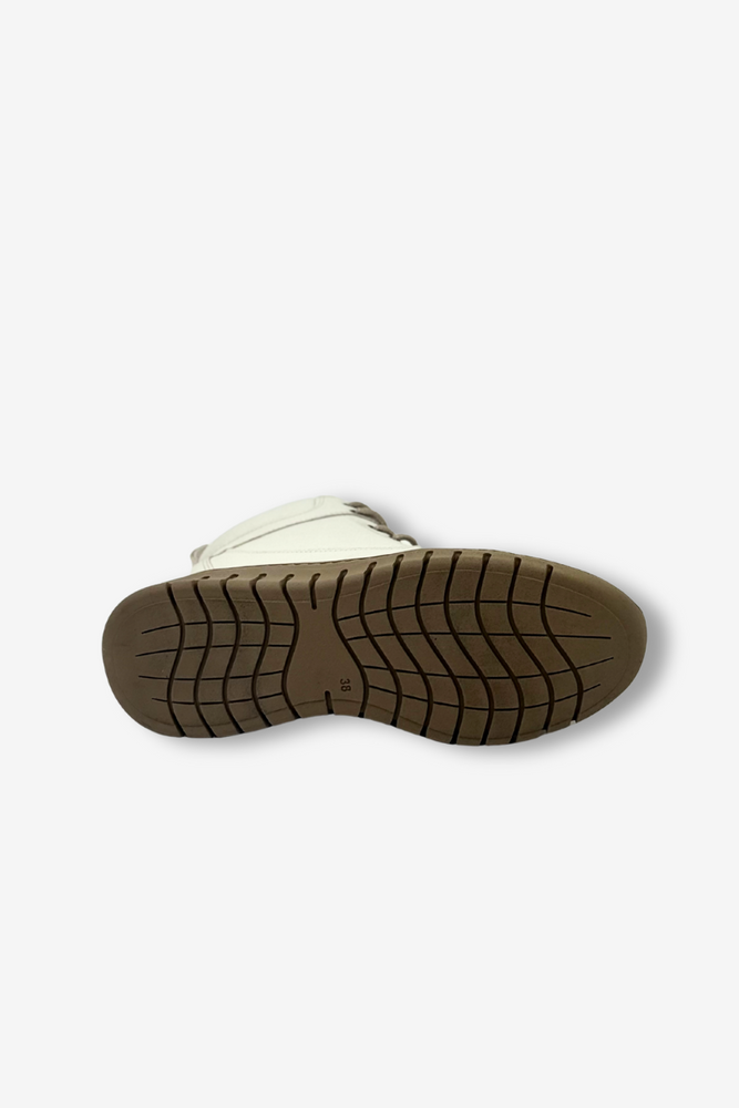 Skórzane botki sportowe ocieplane ecru