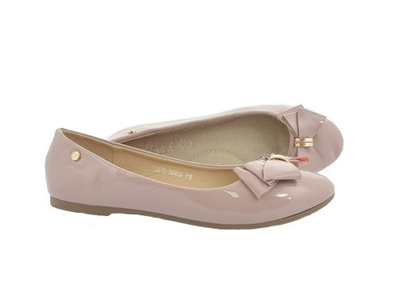 Różowe lakierowane baleriny Vinceza z kokardką BOB19-18005