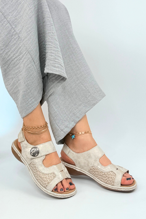 Sandały Rieker 65989-90 beżowo-złote