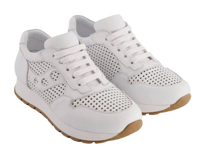 Modne skórzane sneakersy damskie białe Venezia