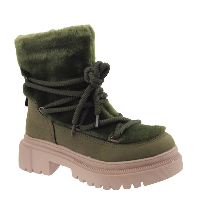 Ботильйони шкіряні зеленого кольору на платформі, шнурівці на блискавці