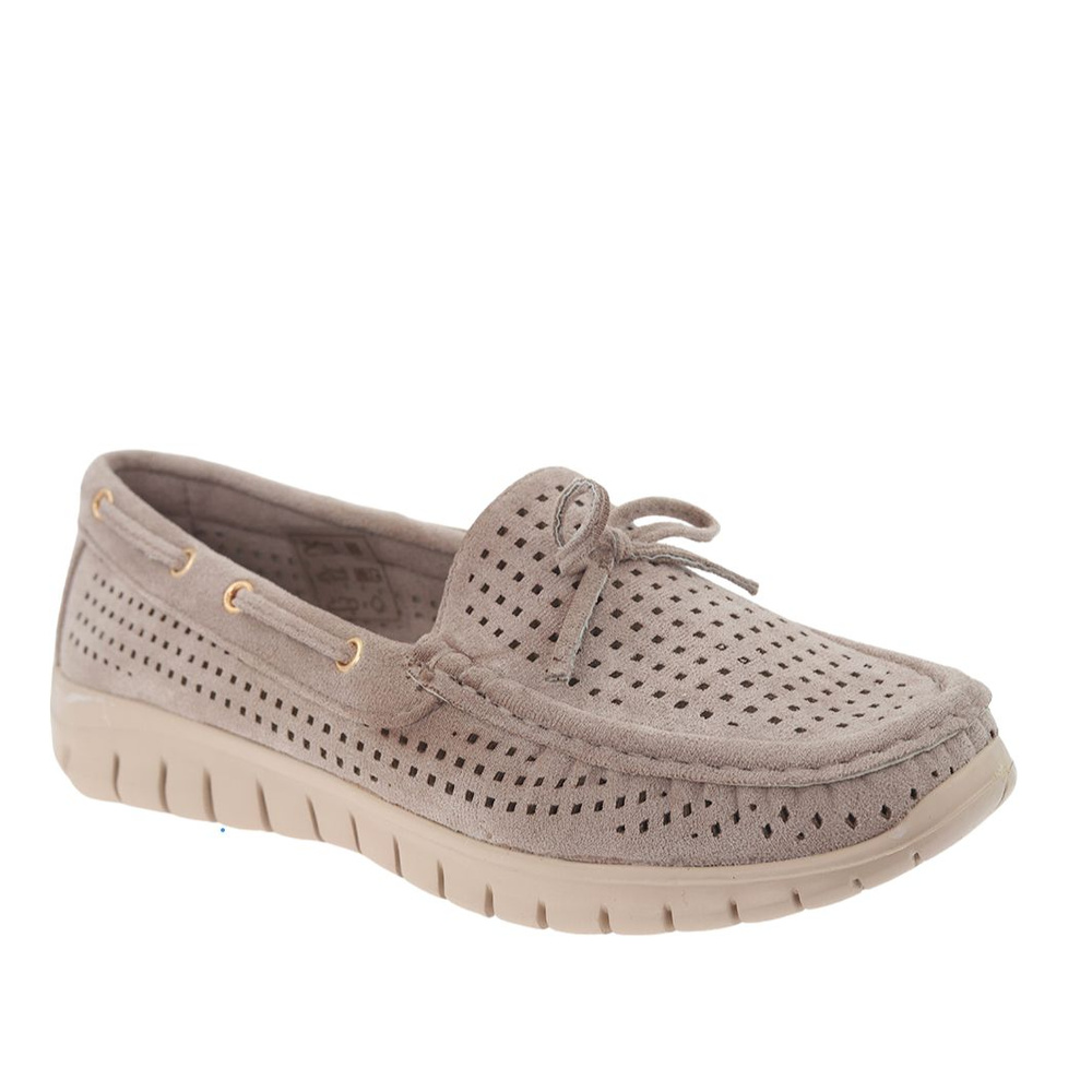 Бежеві ажурні шкіряні туфлі з бантом Vinceza