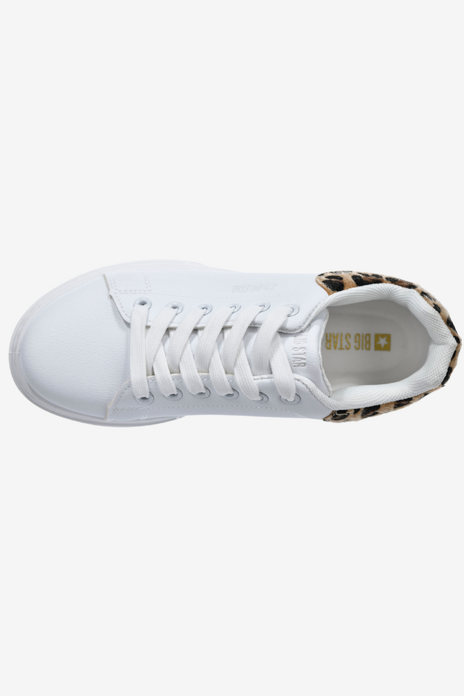 Białe sneakersy z motywem panterki na grubej platformie z ekoskóry Big Star