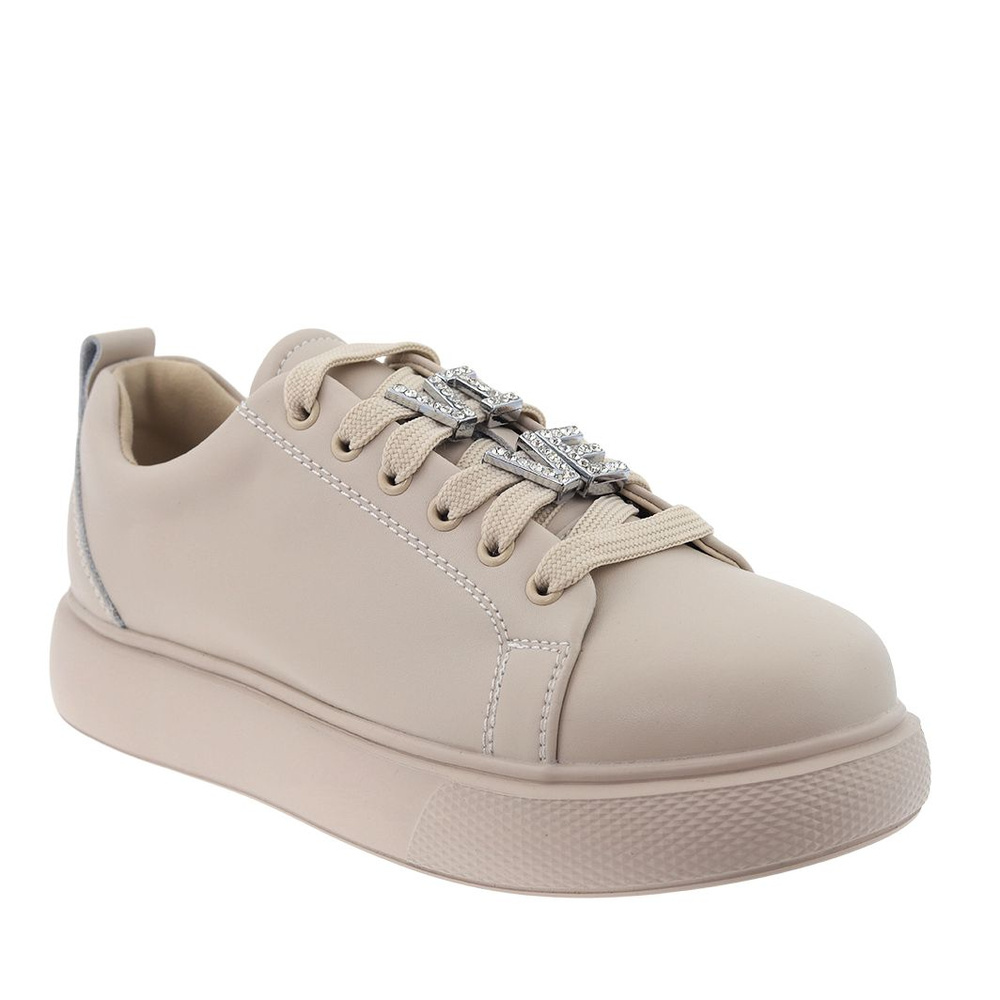 Sneakersy skórzane beżowe na platformie Vinceza