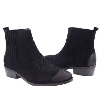 Чорні замшеві ковбойські чоботи з утеплювачем 