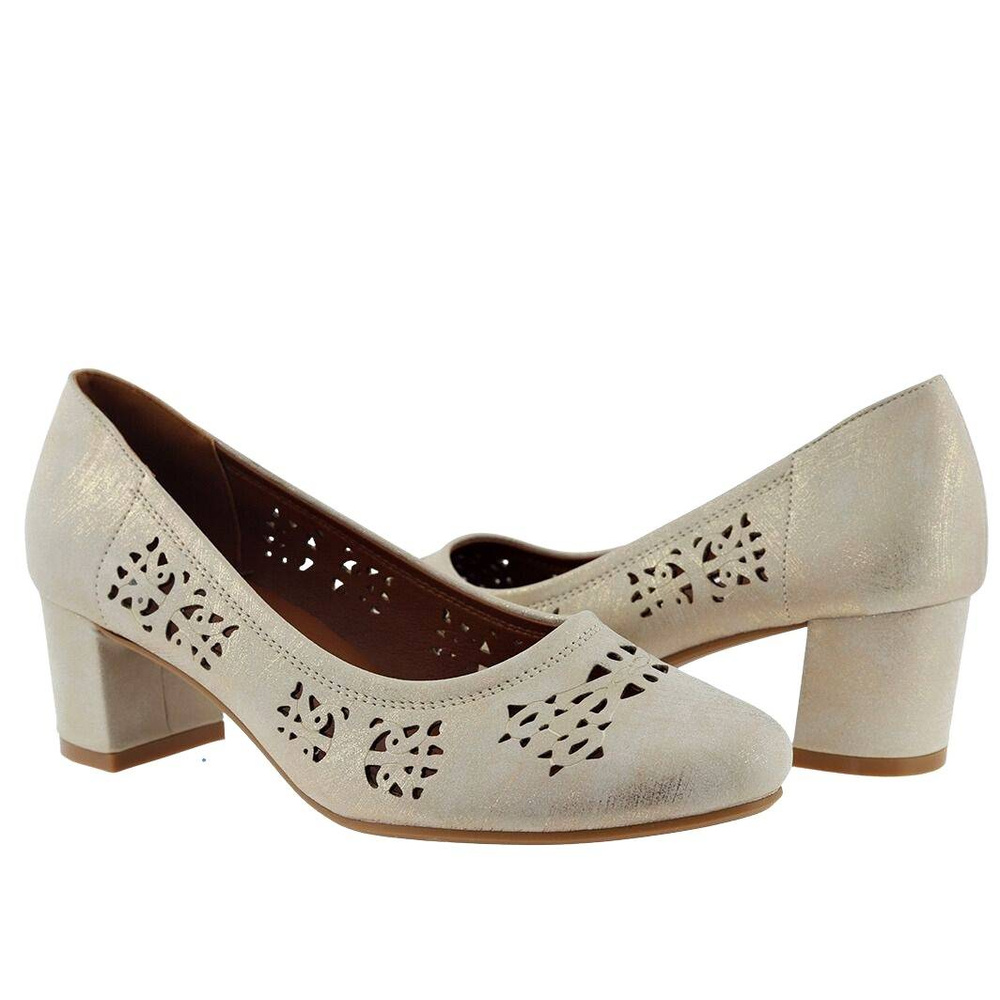 Czółenka na obcasie w kolorze złotym z ekoskóry M.Daszyński