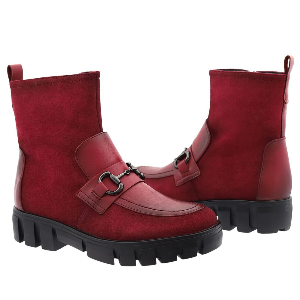 Червоні замшеві робітники з утепленою блискавкою