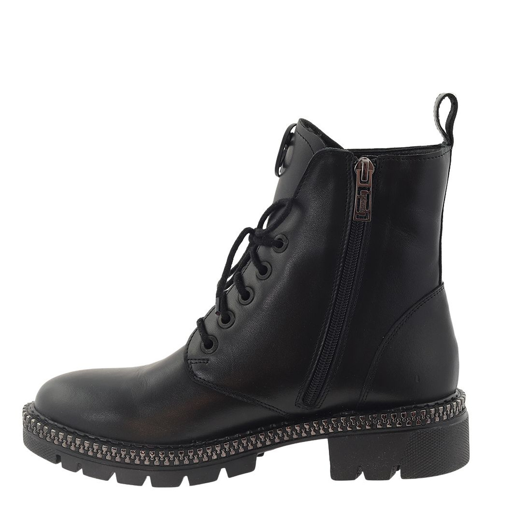 Trzewiki skórzane wyższe czarne Kordel