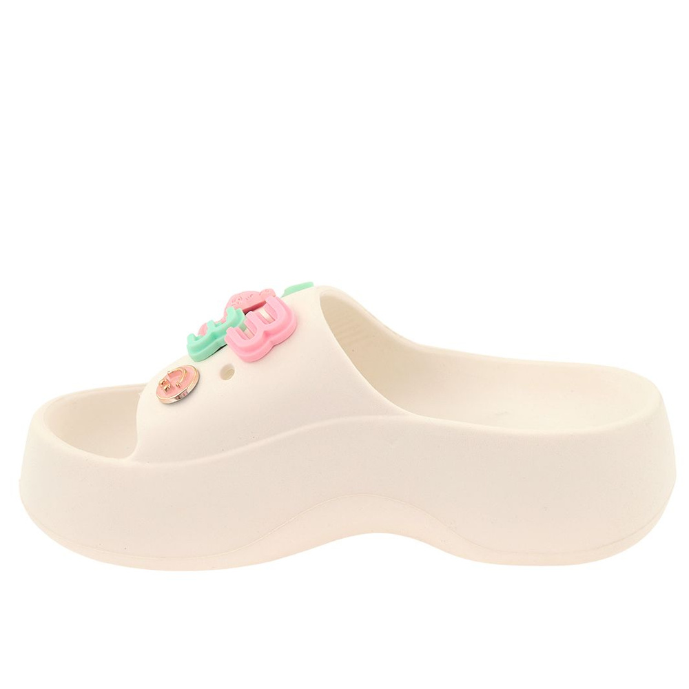 Klapki damskie literki białe