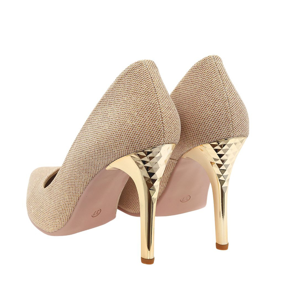 Золоті туфлі на шпильці з блискітками Dantex