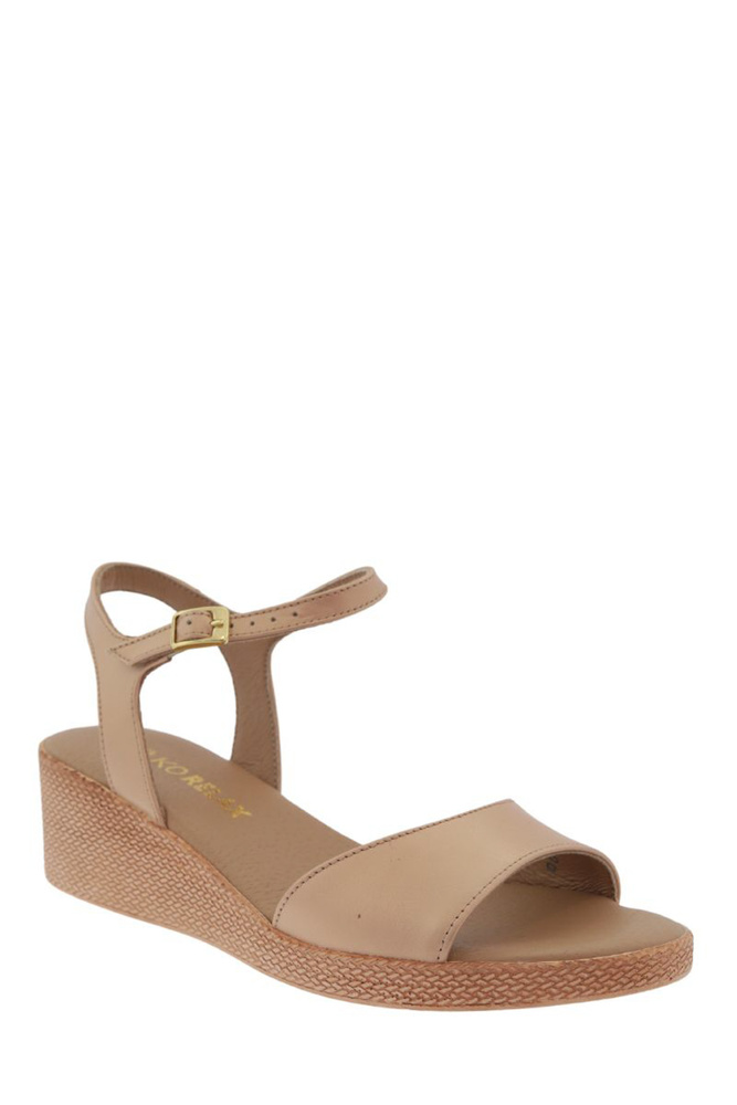 Złote metaliczne sandały skórzane na koturnie Ryłko