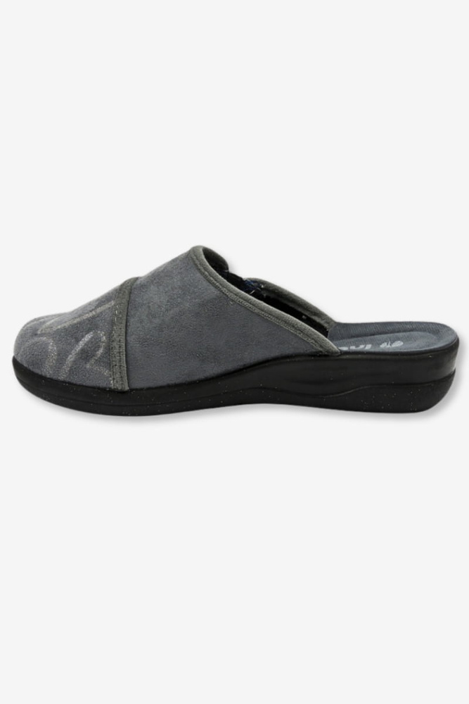 Kapcie damskie z brokatowymi serduszkami wsuwane szare 