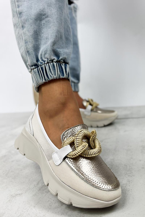 Туфлі Hispanitas на танкетці, біло-золоті