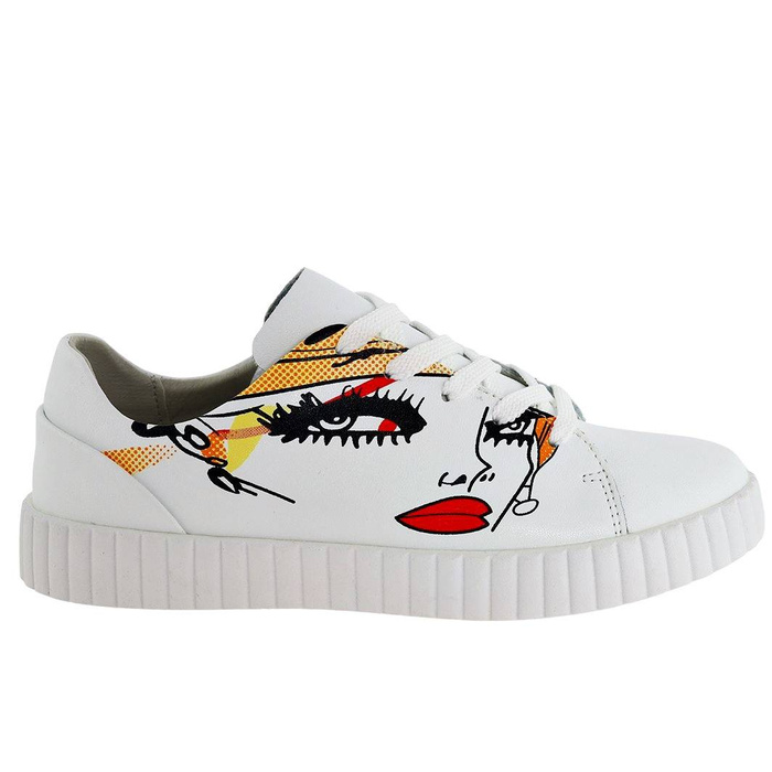 Białe półbuty damskie sznurowane ze skóry naturalnej Artiker