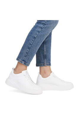 Sneakersy białe skórzane na platformie sznurowane Rieker