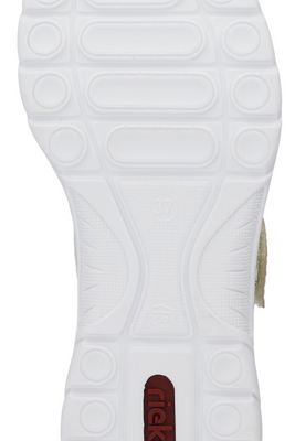 Półbuty damskie na rzep biało beżowe perforowane Rieker