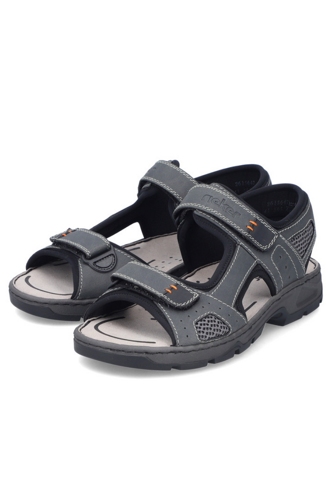 Beżowe sandały mocno zabudowane z ozdobnym kwiatkiem Rieker