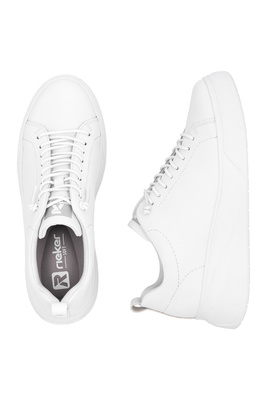 Sneakersy białe skórzane na platformie sznurowane Rieker