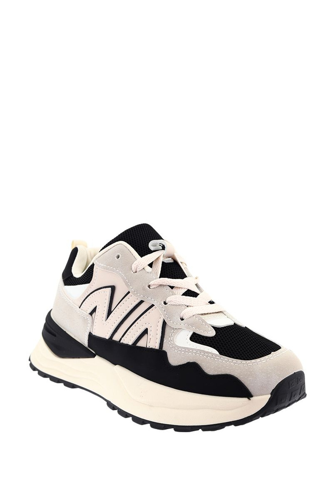 Sneakersy damskie na platformie biało czarne sznurowane