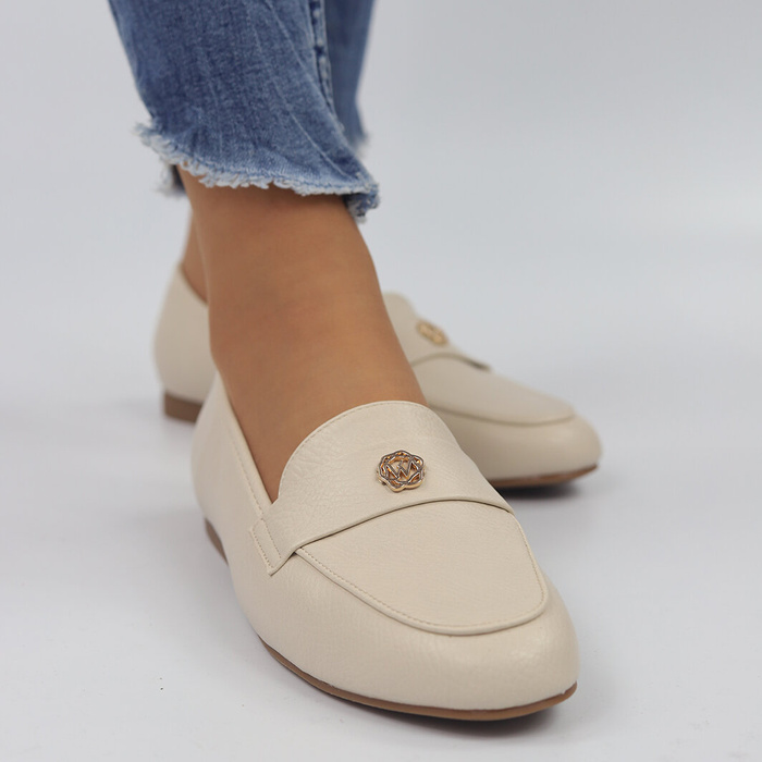 Mokasyny damskie beżowe Evento