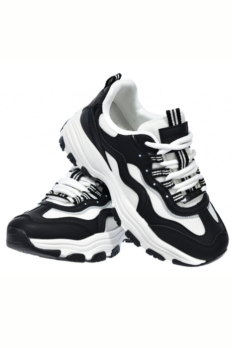 Sneakersy czarno białe na grubej podeszwie Big Star