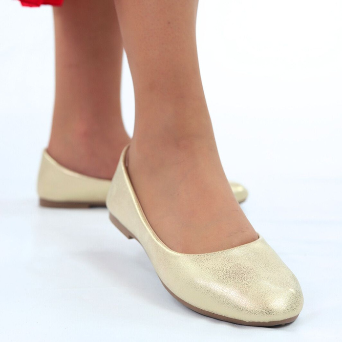 Baleriny złote płaskie Evento