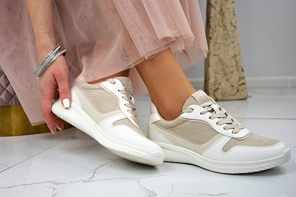Sneakersy Tamaris 1-23746-28 459 beżowo - białe