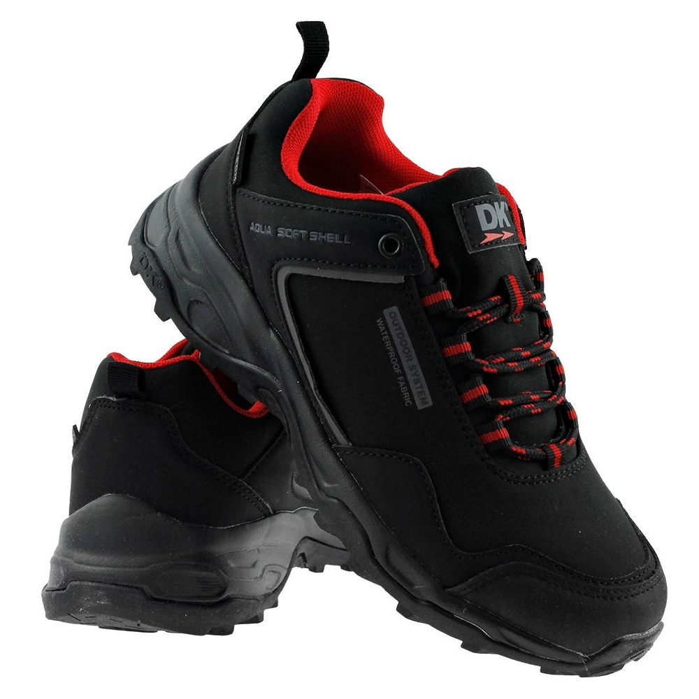 Młodzieżowe buty trekkingowe czarno-czerwone DK