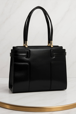 Жіноча чорна сумочка з подвійною ручкою і ремінцем Big Star