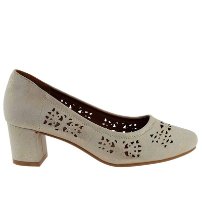 Czółenka na obcasie w kolorze złotym z ekoskóry M.Daszyński