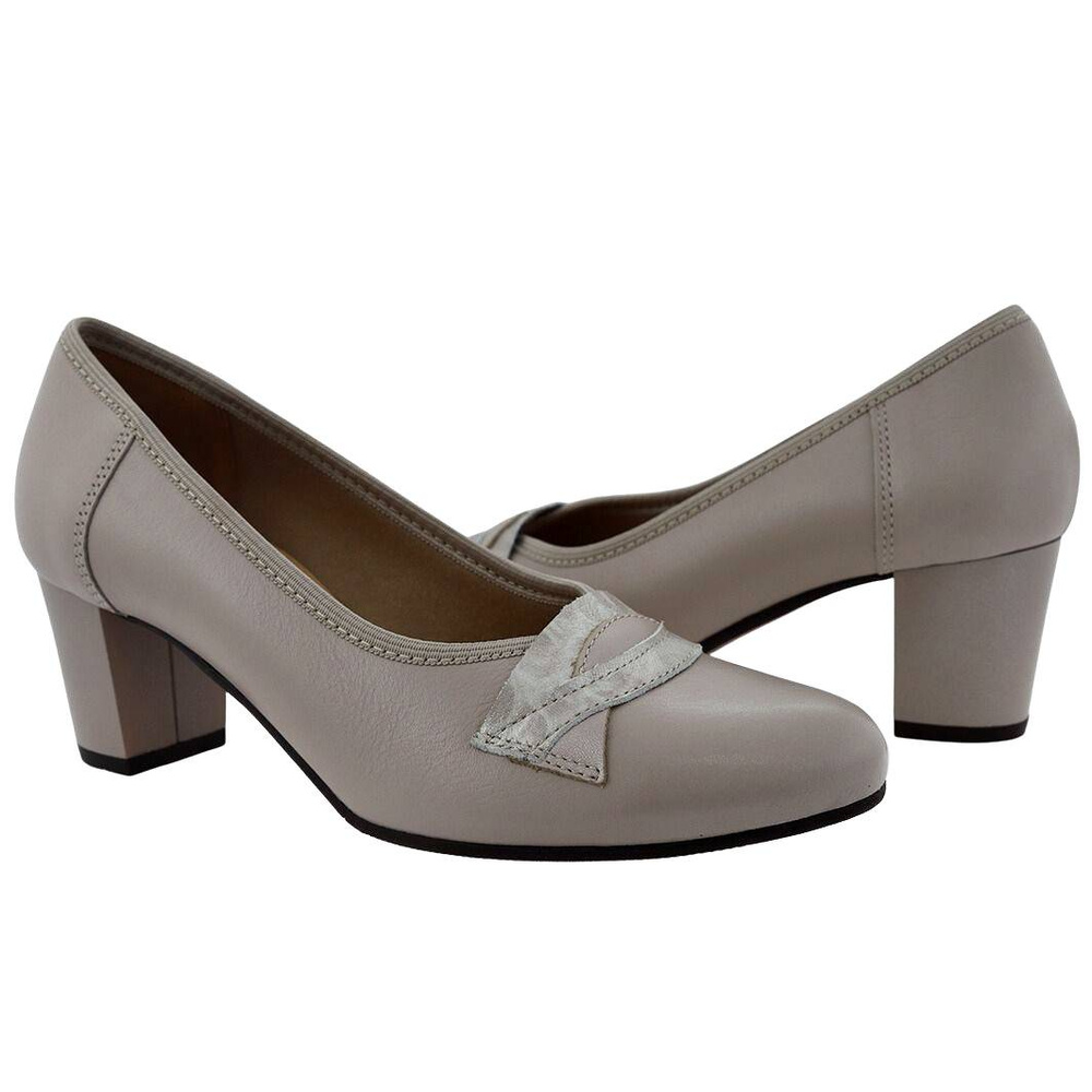 Бежеві шкіряні жіночі туфлі Galant на високих підборах